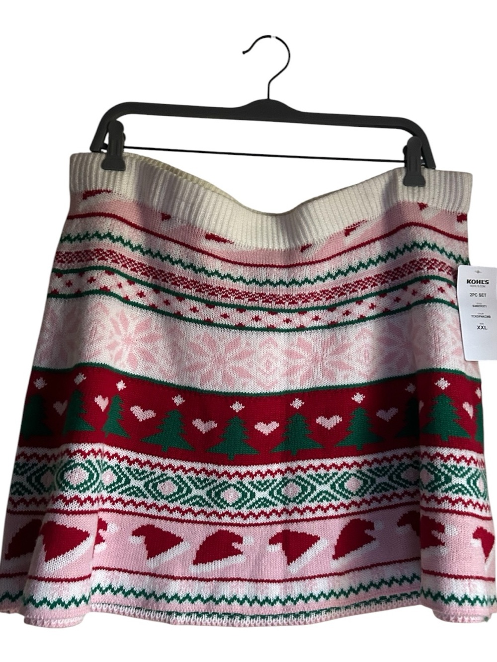 Born Famous Size XXL Pink, Red & Green Festive Knit Sweater Skirt